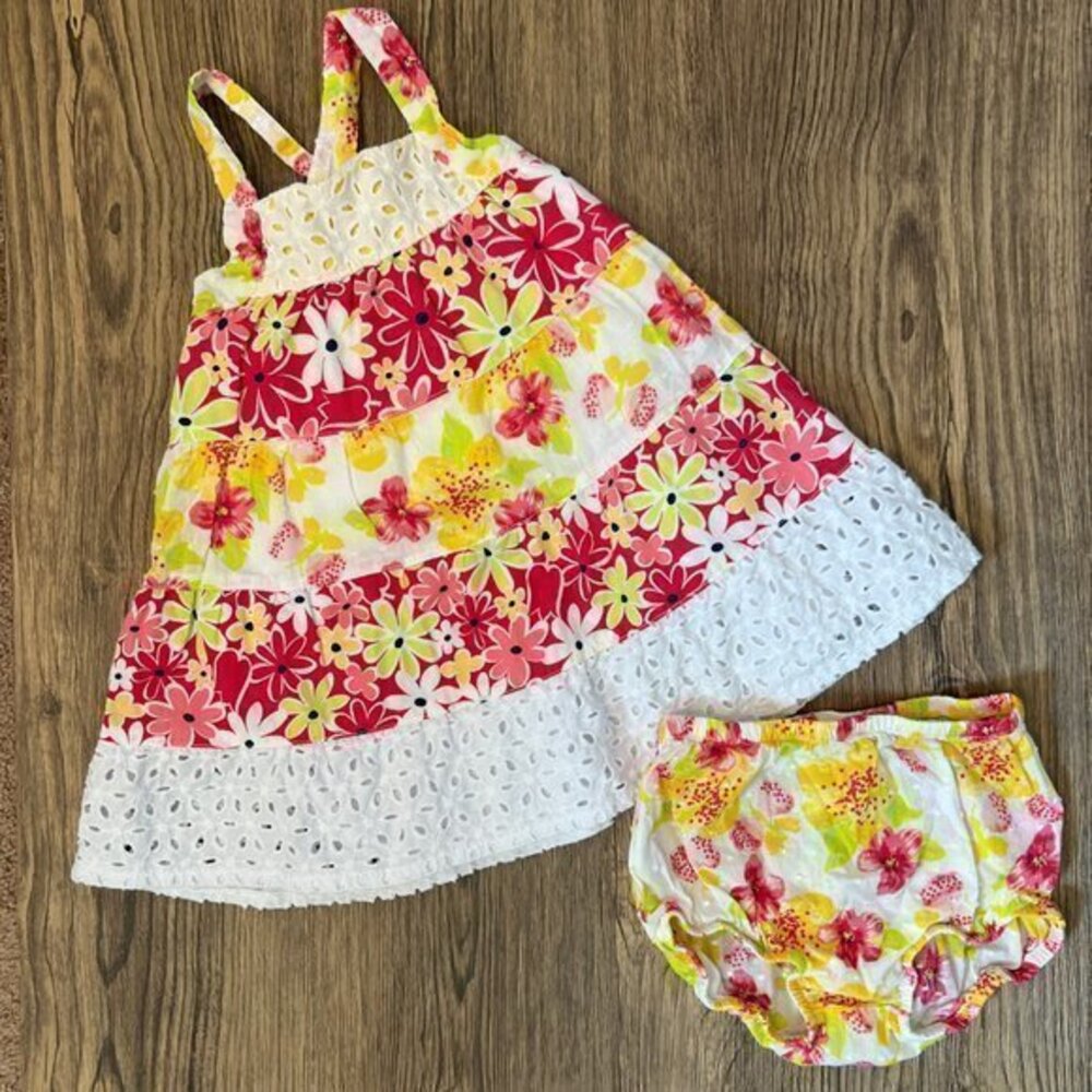 Penelope Mack Floral Eyelet Sun Dress Set Girls size 18M